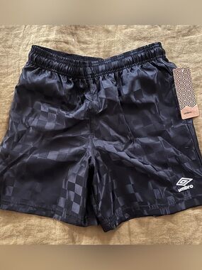 Umbro Black Athletic Shorts with Subtle Check Pattern